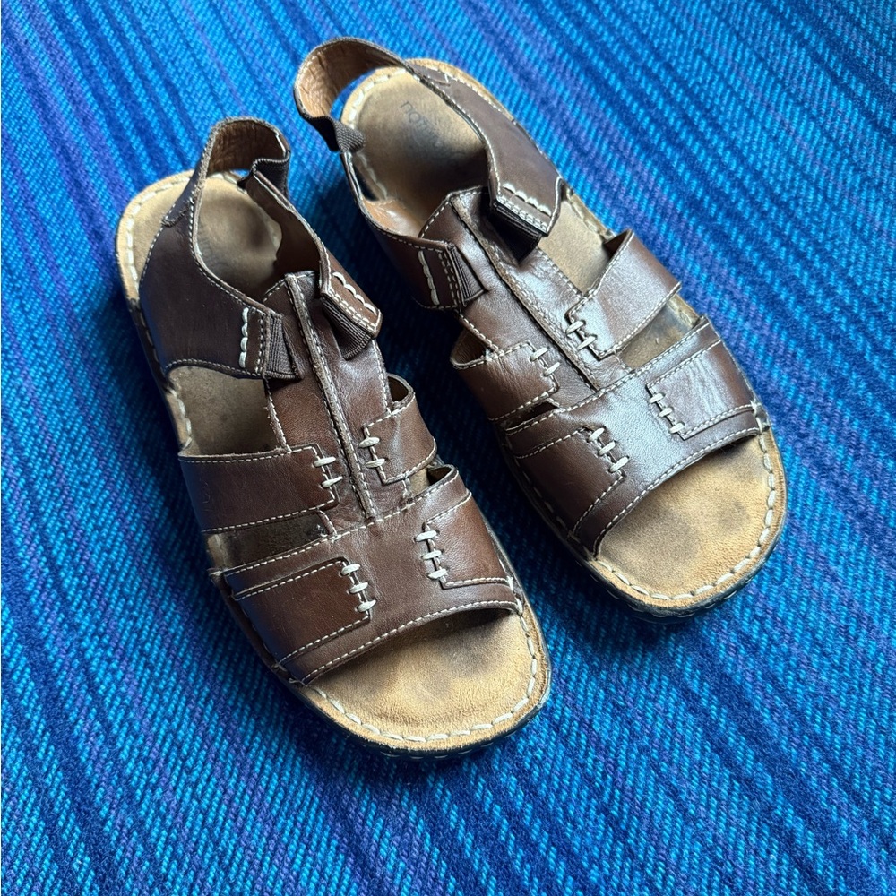 Brown Leather Fisherman Slingback Sandals
